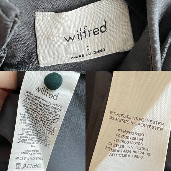 (SOLD) ARITZIA Wilfred Baja Satin Long Sleeve Mock-Neck Midi Maxi Dress Scarab 0 - Picture 12 of 12